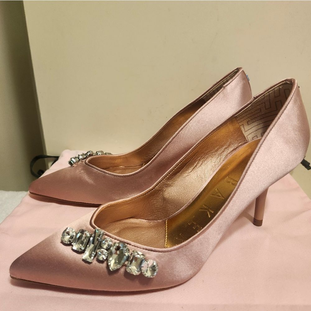 New Ted Baker "Sparkal" Pink Satin Crystal Jewel Accents Pumps Sz.6.5 Ret. $235
